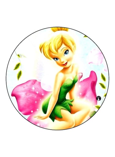 Tinker Bell Printed Fridge Magnet White/Yellow/Pink 5.5cm