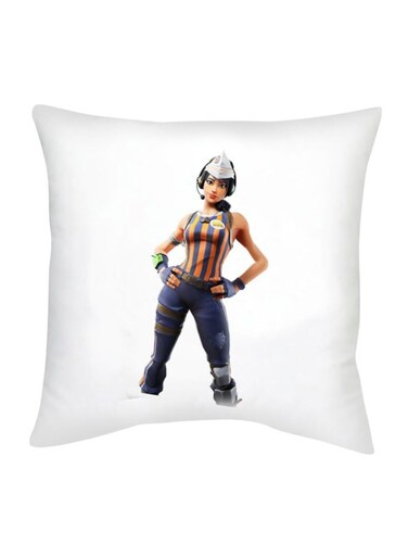 Fortnite Character Printed Decorative Cushion White/Blue/Beige 16x16inch