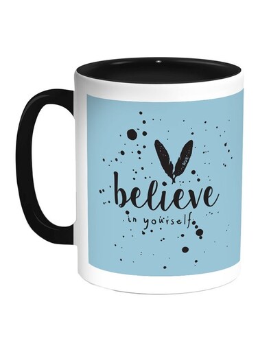 Believe In Yourself Printed Coffee Mug Blue/White/Black 11ounce