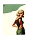 Lady Themed Metallic Plate Green/Brown/Beige 20x15cm