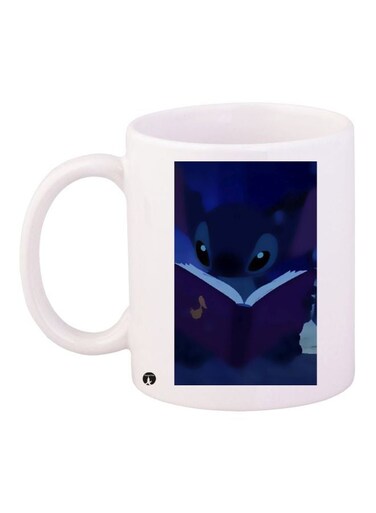 Cartoon Printed Coffee Mug White/Blue/Black 11ounce
