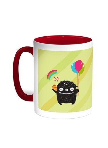 Cartoon Drawing - The Joy Of Eid Printed Coffee Mug Red/White 11ounce