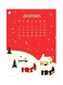 Calendar Themed Metallic Plate Red/White/Brown 20x15cm