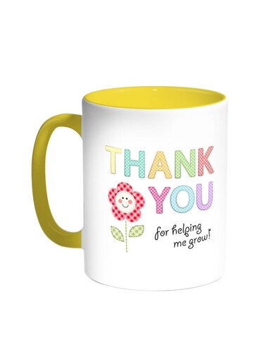 Thank You For Helping Me Grow Printed Coffee Mug Yellow/White 11ounce