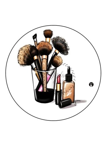 Makeup Printed Fridge Magnet White/Black/Brown 5.5cm