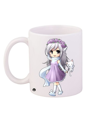 Anime Printed Coffee Mug White/Purple/Grey
