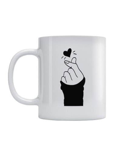 Heart Printed Mug White/Black