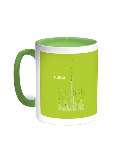 Abstract Drawing - Dubai Towers Printed Coffee Mug Green/White 11ounce