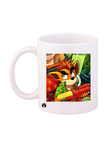 Crash Video Game Printed Mug White/Brown/Green Standard Size