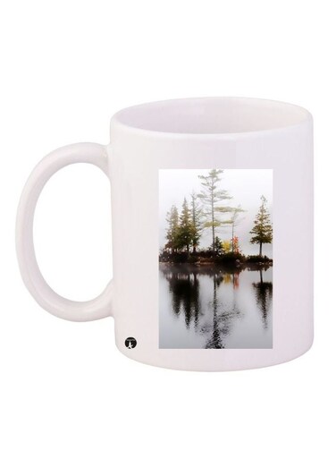 Lake Printed Coffee Mug White/Green/Black 11ounce