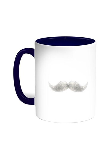 Mustache Printed Coffee Mug Blue/White 11ounce