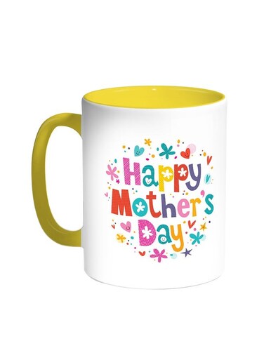 Happy Mother's Day Printed Coffee Mug Yellow/White 11ounce