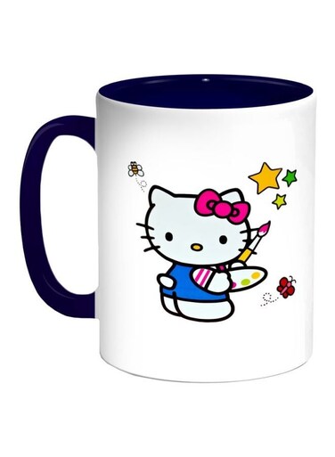 Hello Kitty Printed Coffee Mug Dark Blue/White/Pink 11ounce