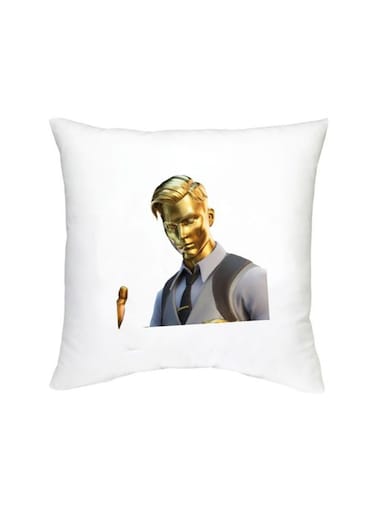 Fortnite Character Printed Decorative Cushion White/Gold/Grey 16x16inch