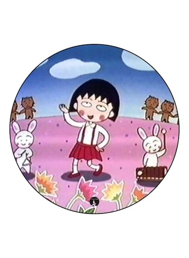 Anime Chibi Maruko Chan Themed Printed Fridge Magnet Blue/k/Black