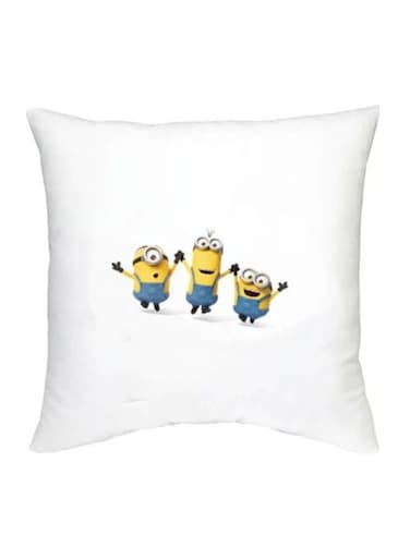 Minion Character Printed Cushion White/Yellow/Blue 16x16inch