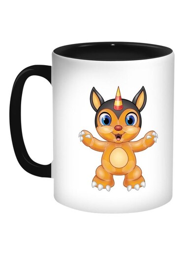 Cartoon Printed Coffee Mug Black/White/Orange