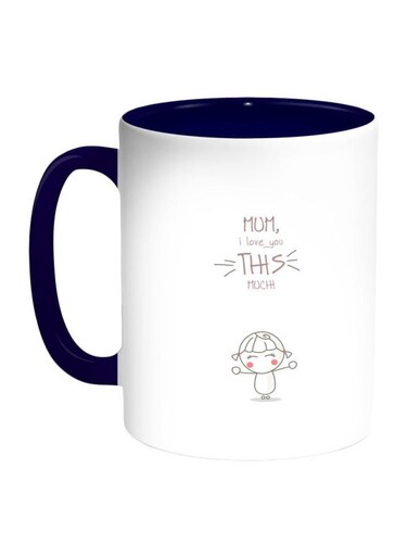 I Love You Mom Printed Coffee Mug Dark Blue/White/Pink 11ounce