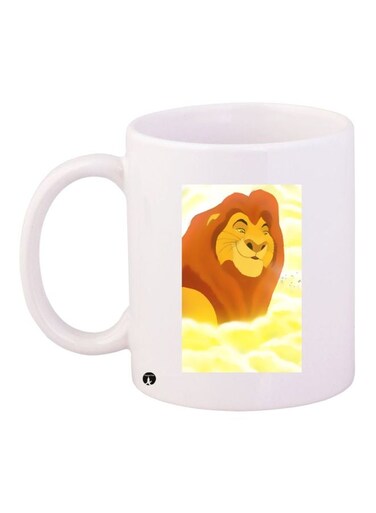Cartoon Lion Printed Coffee Mug White/Yellow/Orange