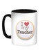 I Love My Teacher Printed Coffee Mug Black/White/Orange