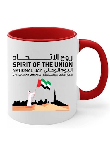 UAE National Day Two Tone Ceramic Mug - A Nation Where Dreams Come True - Gifts for UAE National Day RED COLOUR