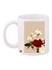 Rose Printed Ceramic Coffee Mug White/Beige/Red 11ounce