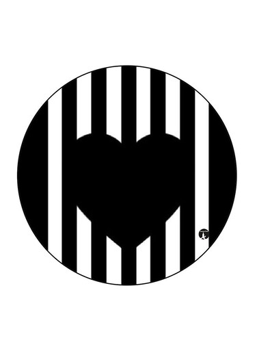 Heart Printed Fridge Magnet Black/White 5.5 x 5.5cm