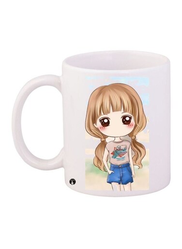 Anime Printed Coffee Mug White/Brown/Blue