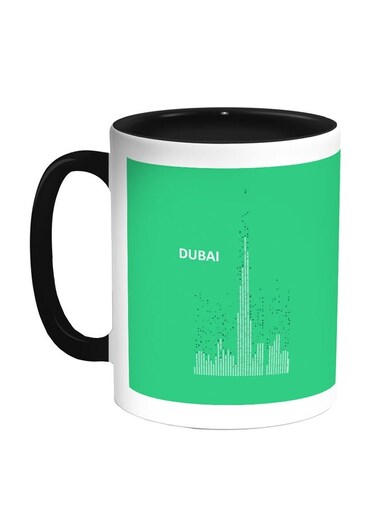 Dubai Towers Printed Coffee Mug Green/Black/White 11ounce
