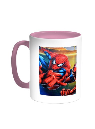 Spiderman Printed Coffee Mug Pink/White 11ounce