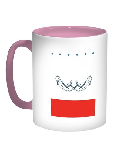 Fishes Printed Coffee Mug White/Blue/Pink 11ounce