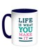 Life Is What You Make It Printed Coffee Mug Dark Blue/White/Green 325ml