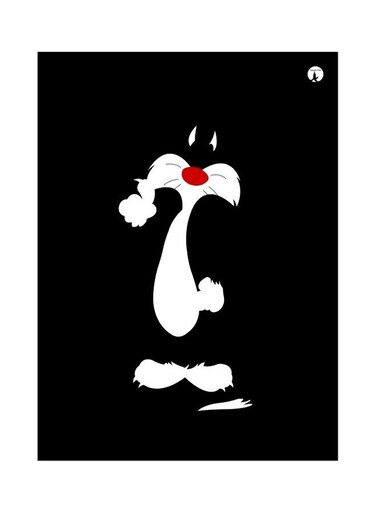 Sylvester Themed Metallic Plate Black/White/Red 20x15cm