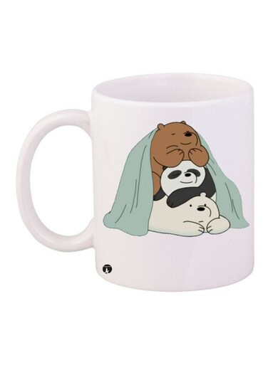 Cartoon Bear Printed Coffee Mug White/Brown/Black 11ounce