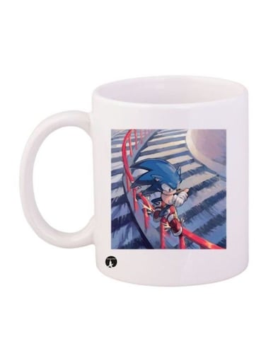 Sonic Video Game Printed Mug White/Blue/Red