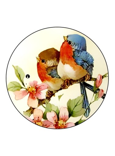 Flower And Birds Printed Fridge Magnet Green/Pink/Blue 5.5cm