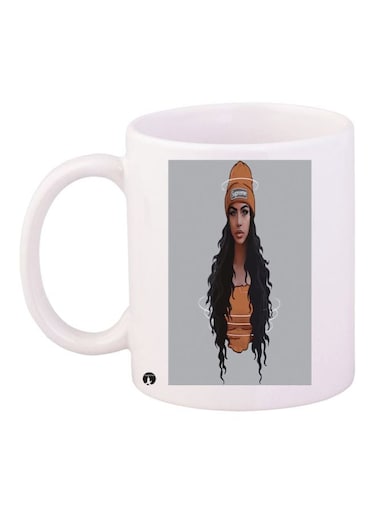 Girl Printed Coffee Mug White/Brown/Black 11ounce