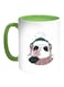 Teddy Bear Printed Coffee Mug White Green 11 ounce