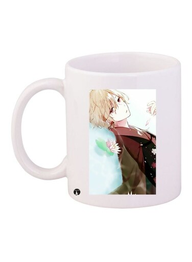 Woman Printed Coffee Mug White/Brown/Blue 11ounce