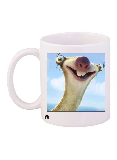 Animal Printed Coffee Mug White/Beige/Blue 11ounce