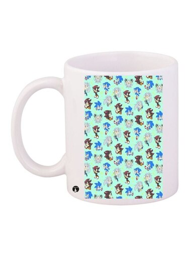 Sonic Printed Coffee Mug White/Blue/Brown 11ounce