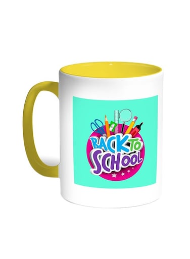 Back To School Printed Coffee Mug Yellow/White 11ounce