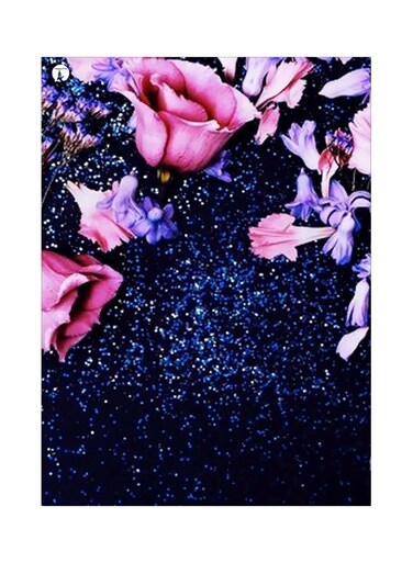 Floral Themed Metallic Plate Blue/Pink/Purple 20x15cm