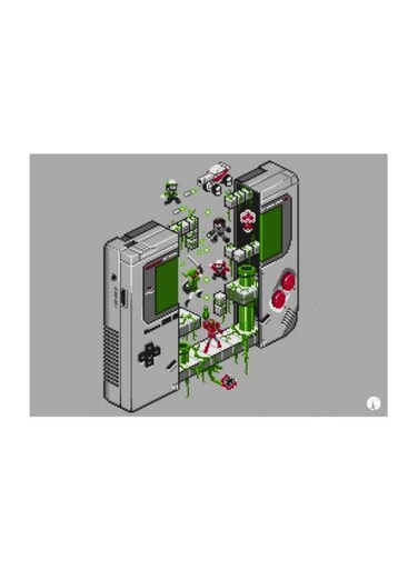 Handheld Video Game Printed Plate Grey/Green/Black 20x15cm