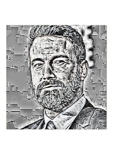 Ben Affleck MDF Wall Painting Grey/White/Black 30x30cm
