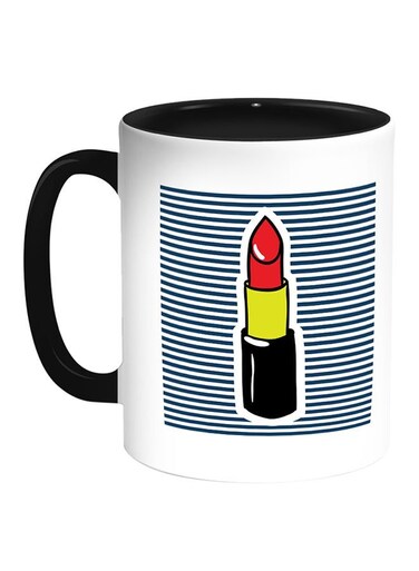 Red Lipstick Rouge Printed Coffee Mug White/Black 11ounce