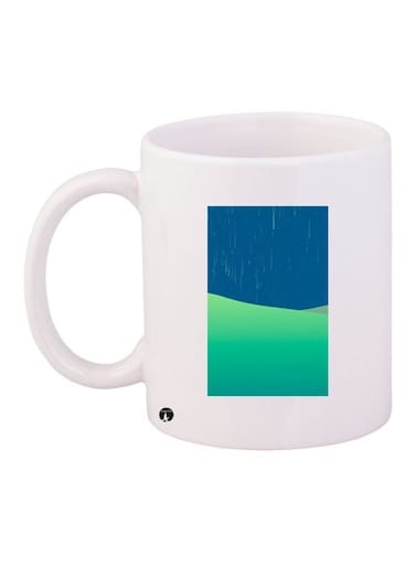 Meadow Printed Coffee Mug White/Blue/Green 11ounce