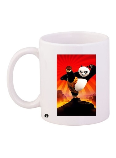 Kung Fu Panda Printed Coffee Mug White/Red/Black 11ounce