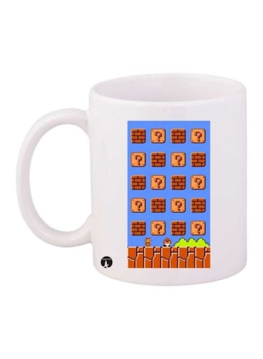 Super Mario Video Game Printed Coffee Mug White/Blue/Brown