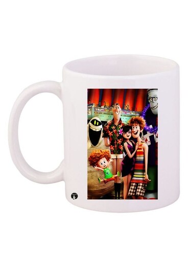 Cartoon Printed Coffee Mug White/Red/Beige 11ounce